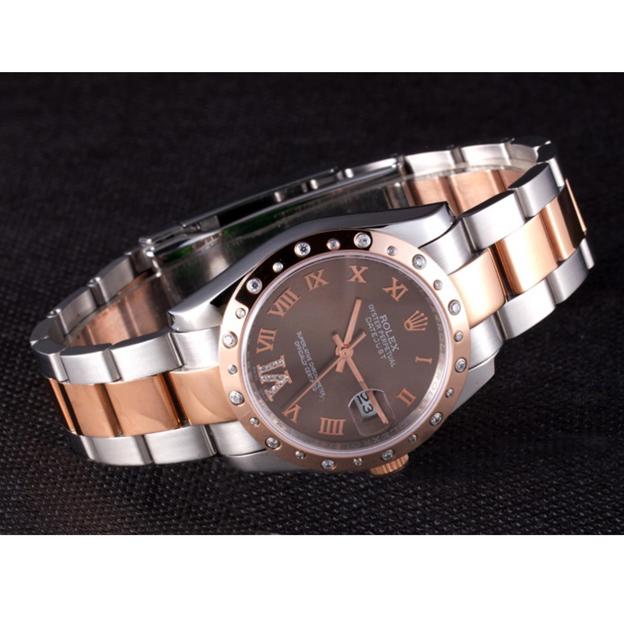 Aaa replica watch Brown Diamond Dial 7465 Rolex Bezel Datejust 0602